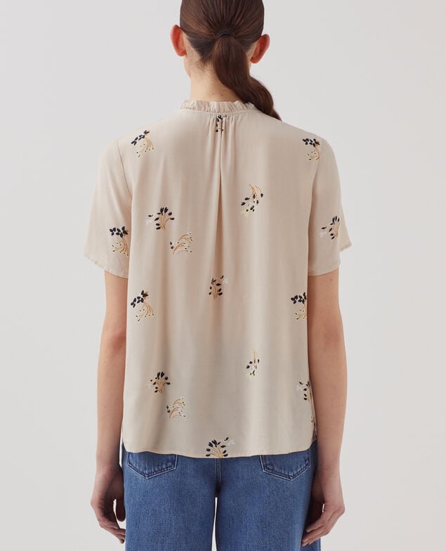 Fließend fallendes Kurzarm-Hemd J311 fl bouquet beige