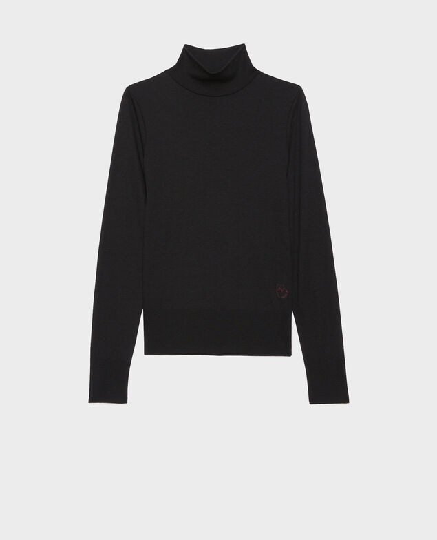Dünner Rippstrick-Pullover Black beauty