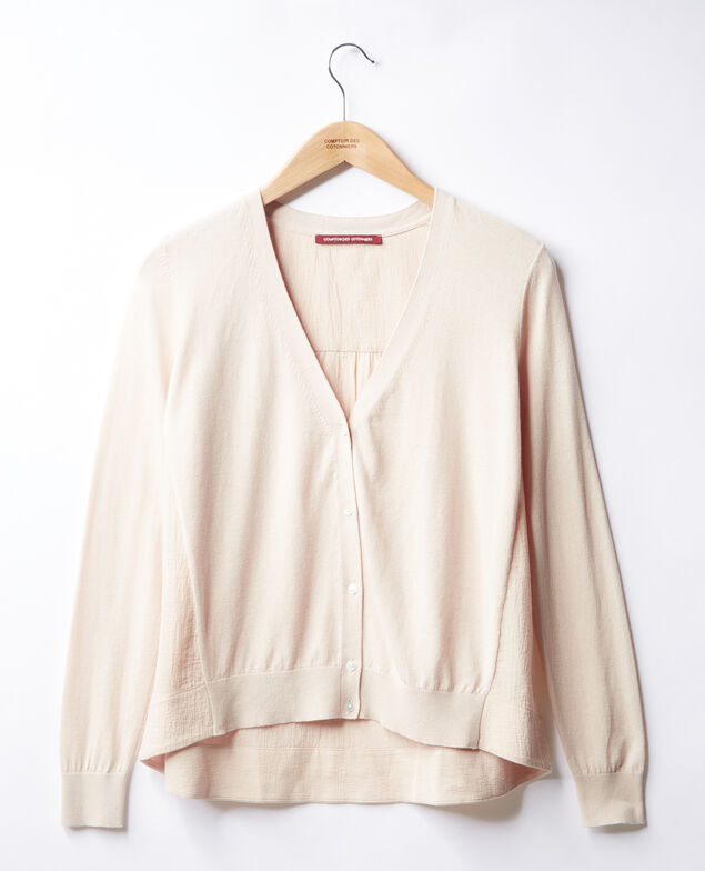Materialmix-Cardigan Biscuit
