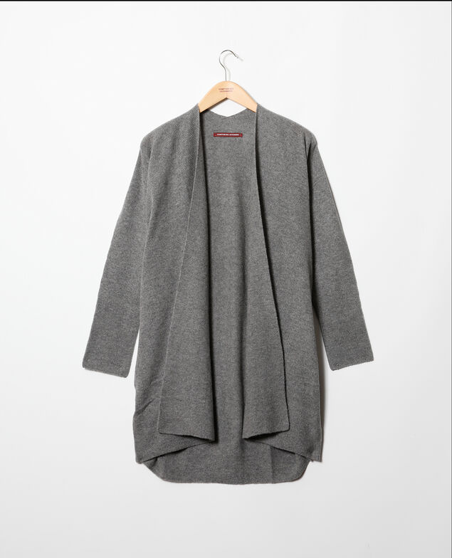 Strickjacke in 3D-Strick mit Kaschmir Medium heather grey