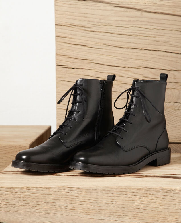 Boots aus Glattleder Schwarz