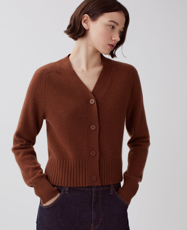 Cardigan aus Kaschmir I370 emperador coffee