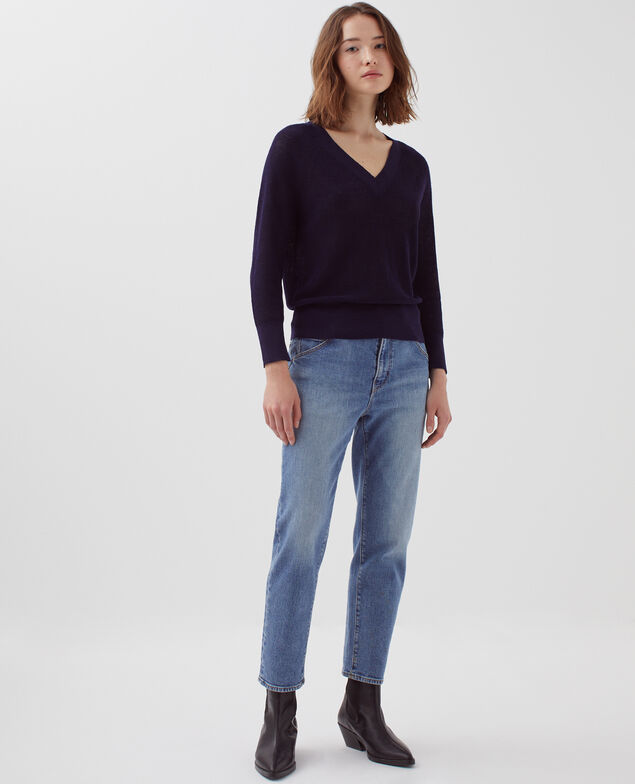 Pullover mit V-Ausschnitt aus Leinen H694 baritone blue