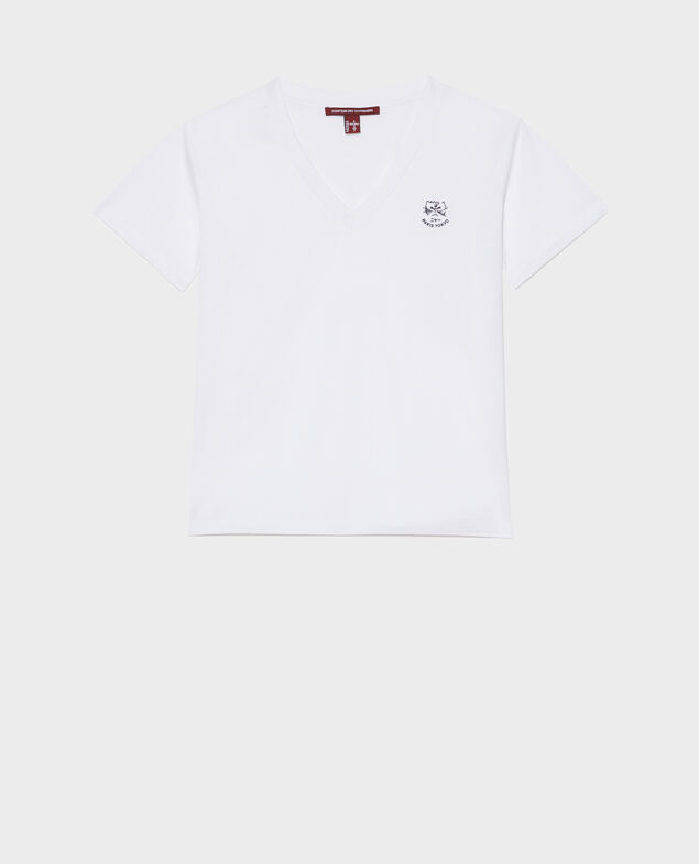 Besticktes T-Shirt aus Baumwolle Optical white