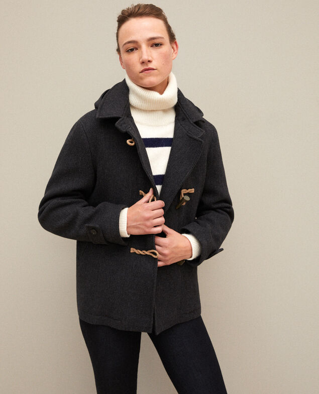 Kurzer Mantel im Dufflecoat-Stil Dark heather grey