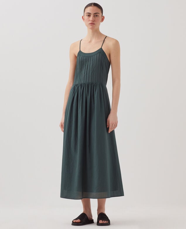 Langes Trägerkleid aus Baumwollvoile J590 spruce green