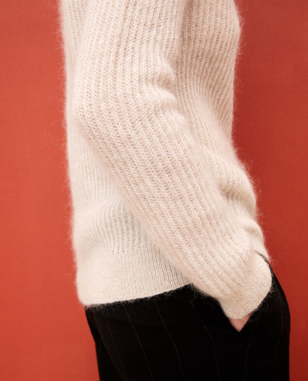 Pullover mit Mohair und Lurex Silver gray/off white/lurex