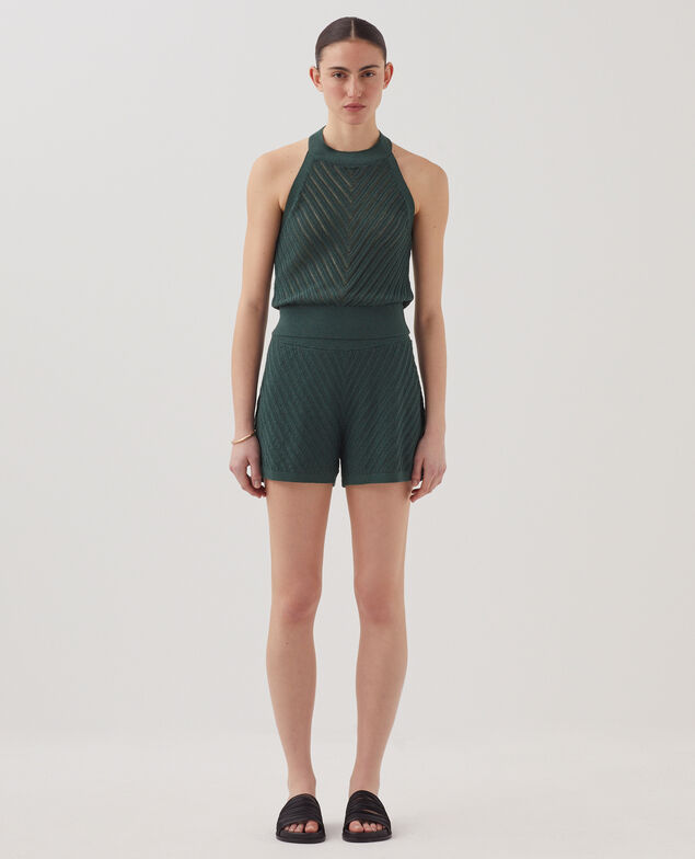 Shorts mit Strukturstrick J590 spruce green