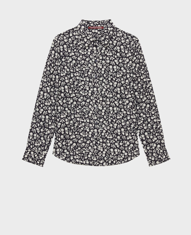 Bluse aus Seidengemisch 96 print navy