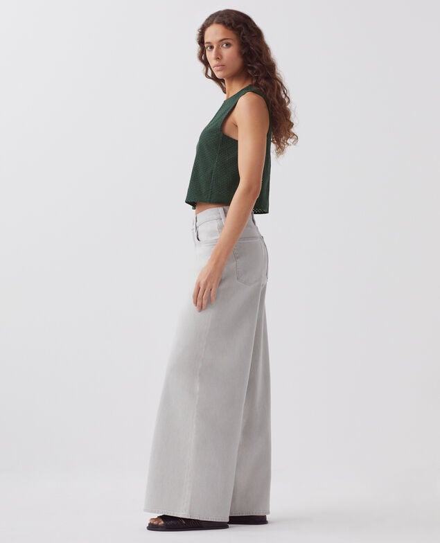 Ärmelloses besticktes Top aus Baumwolle J590 spruce green