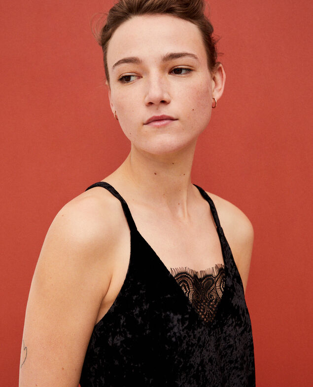 Kleid aus Samt und Spitze Schwarz