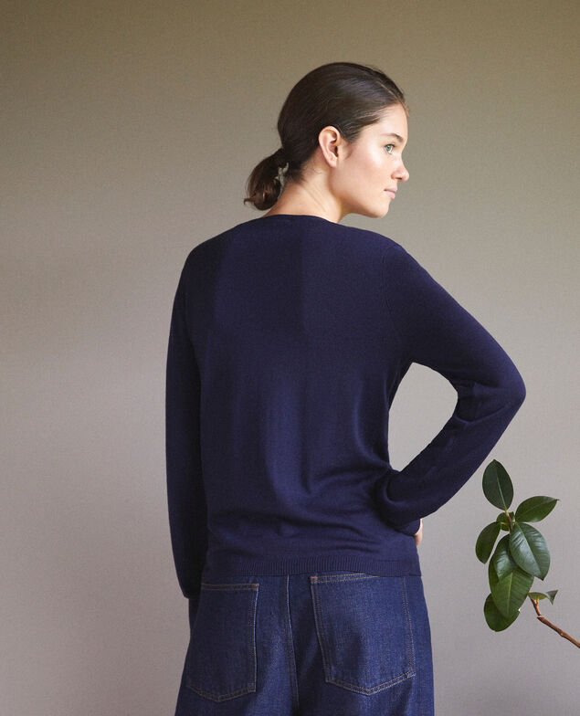 Cardigan-blouse trompe-l'œil Peacoat/off white