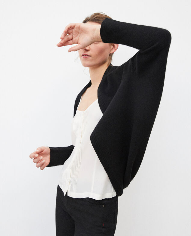 Pullover im Bolerostil mit Kaschmir Schwarz