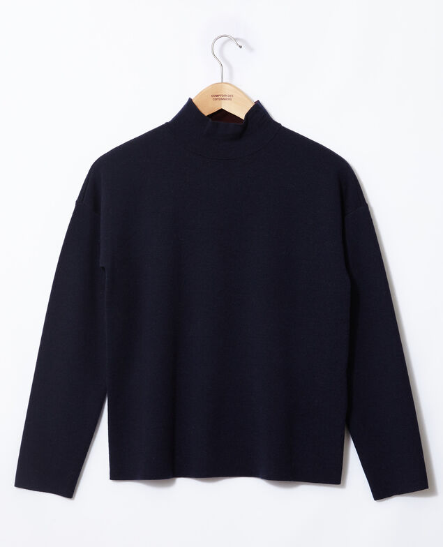 Doppelseitiger Pullover aus Merinowolle Blau