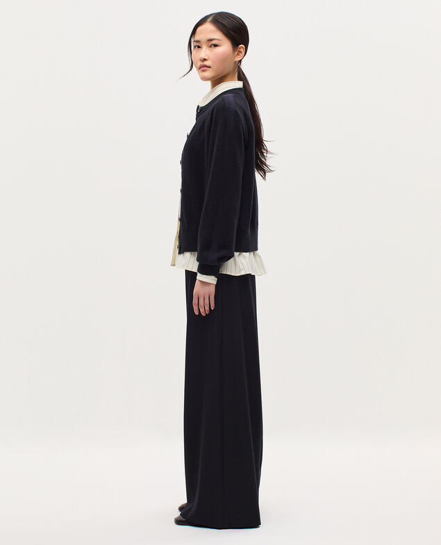 Cardigan mit Rundhalsausschnitt aus Kaschmir K090 black st navy