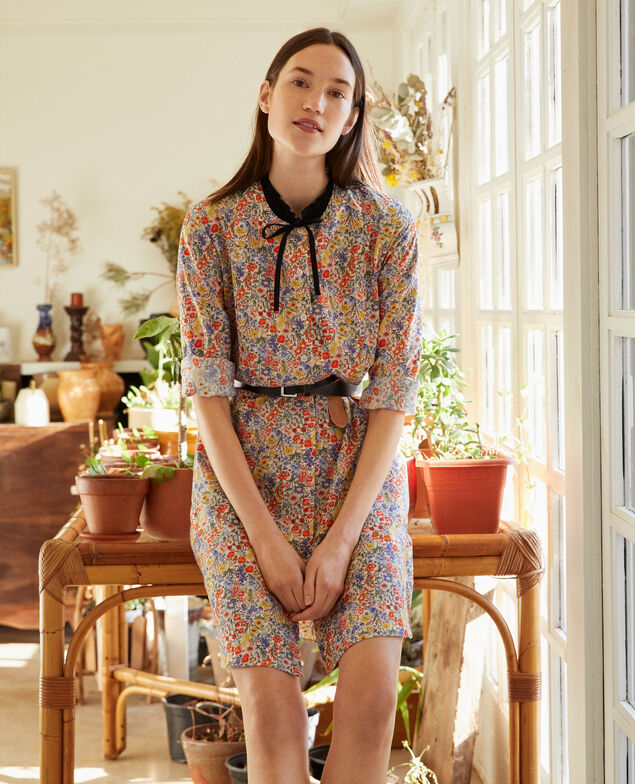 Hemdkleid aus Baumwolle und Seide Prairie gardenia