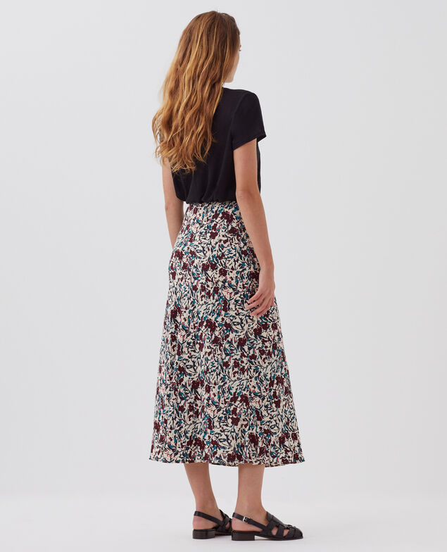 Fließend fallender Midi-Rock J751 leaf burgundy