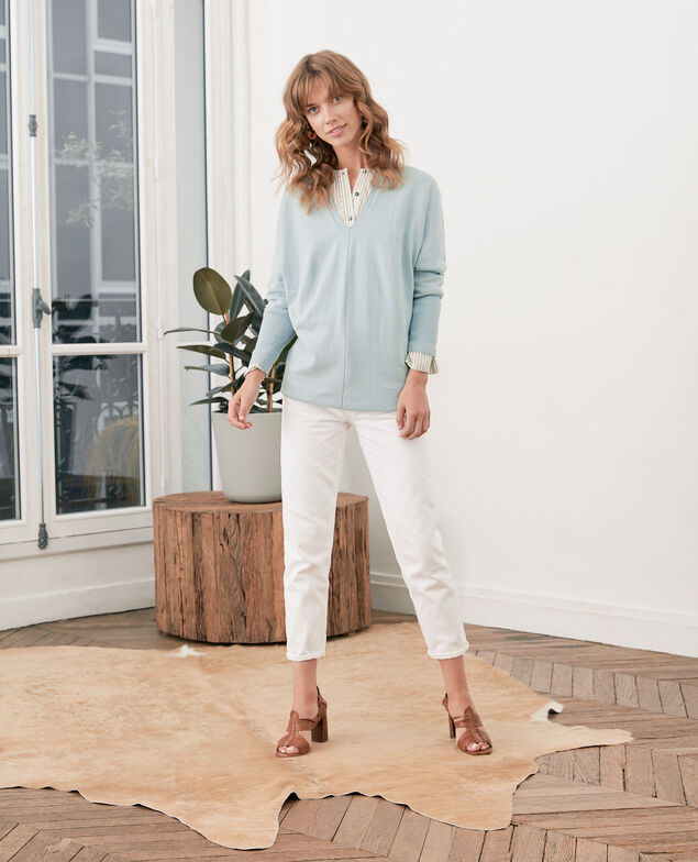 Oversize-Pullover aus Baumwolle und Kaschmir Silver green