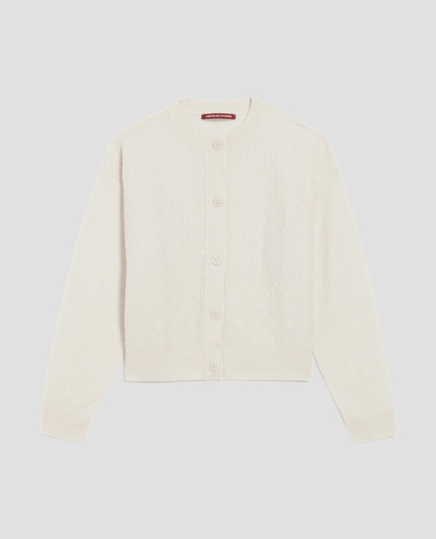 Cardigan mit Zierstrick I010 glass green beige
