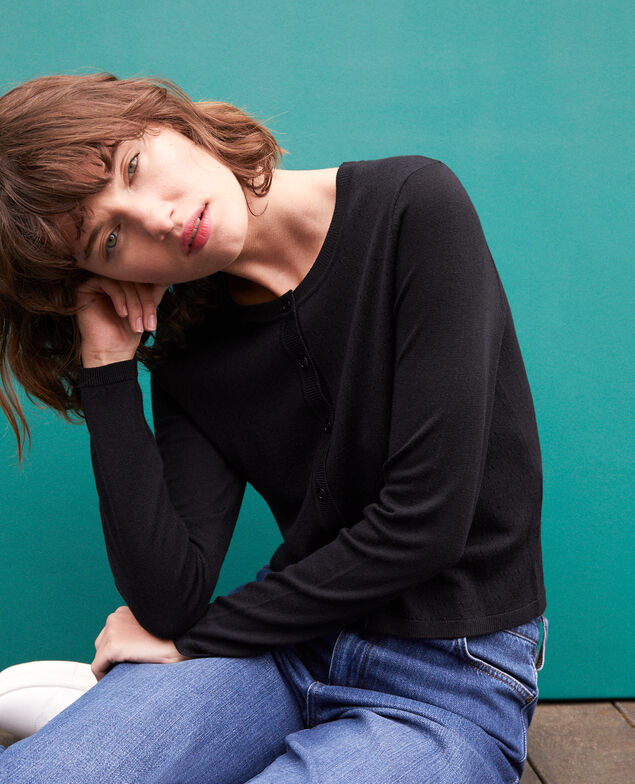 Cardigan aus Merinowolle Schwarz