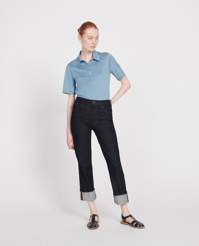 Polo-Shirt aus ägyptischer Baumwolle Bluestone