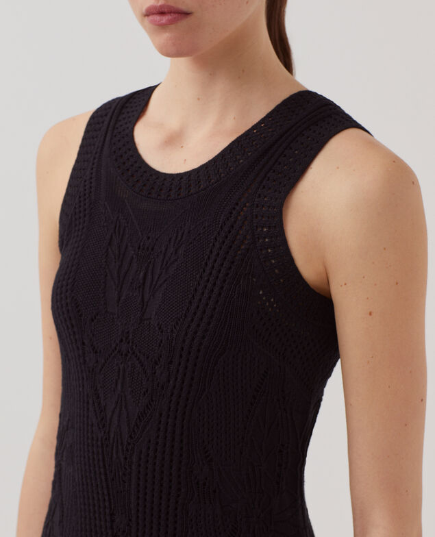 Kurzes Häkelkleid mit Blumenmotiv H091 black beauty