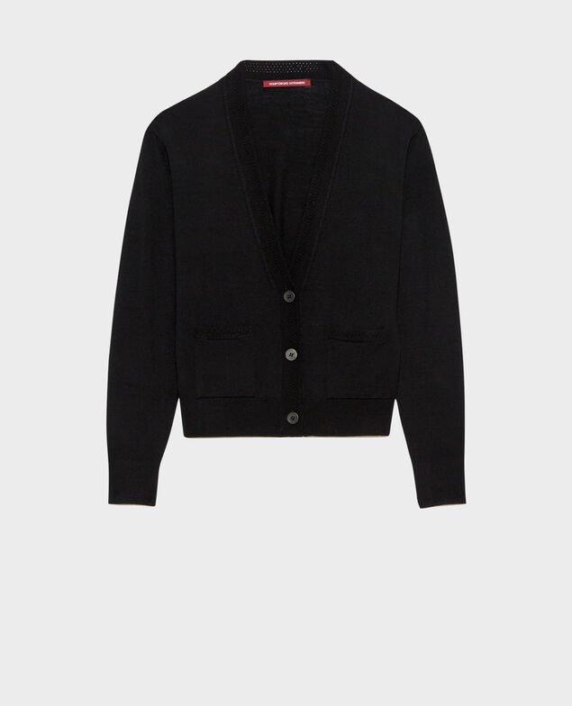Kurzer Cardigan aus Merinowolle Black beauty