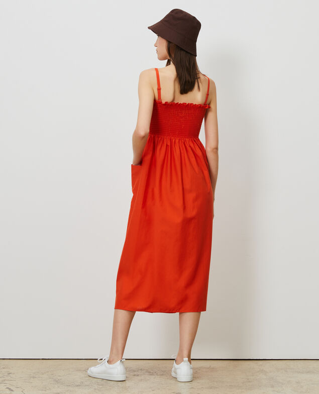 Langes Kleid aus Baumwolle und Seide Pureed pumpkin