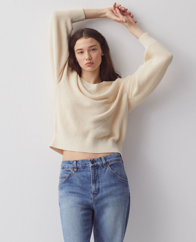 Pullover mit V-Ausschnitt aus Baumwolle H304 albore