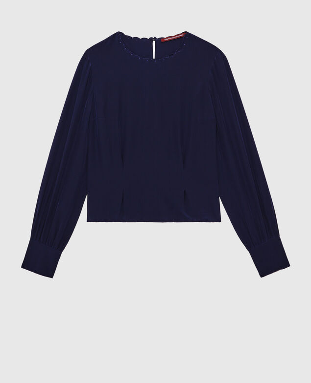 Seidenbluse Maritime blue