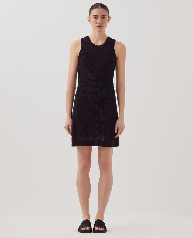 Kurzes Häkelkleid mit Blumenmotiv H091 black beauty