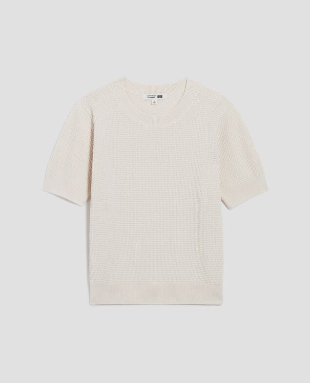 Kurzärmliger Pullover aus Baumwolle U010 off white