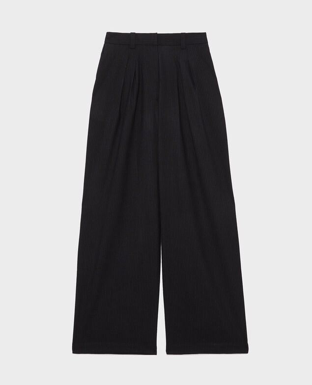YVONNE - Hose weit, aus Wolle mit hoher Taille Night sky