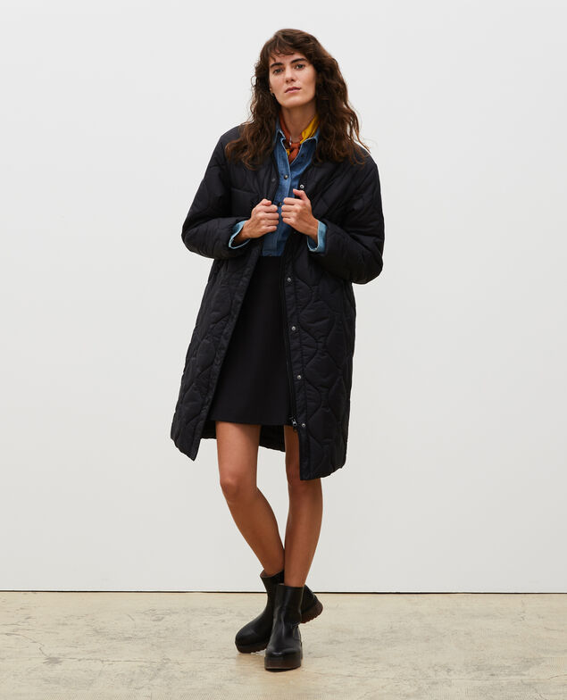 Daunenmantel mit V-Kragen  Black beauty