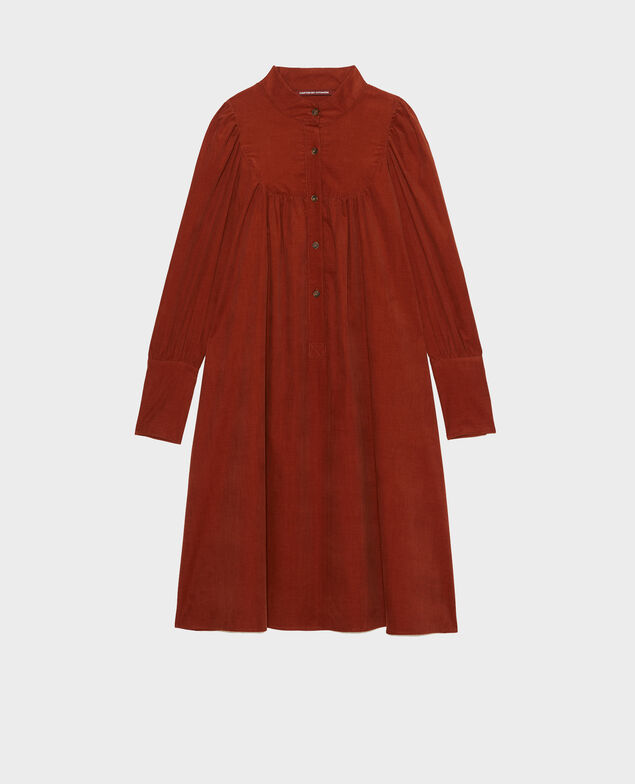 Weites Samtkleid mit Brusteinsatz  Brandy brown