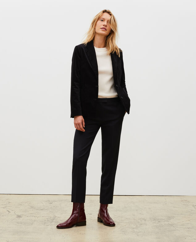 Blazer aus Samt zwei Knöpfe Black beauty
