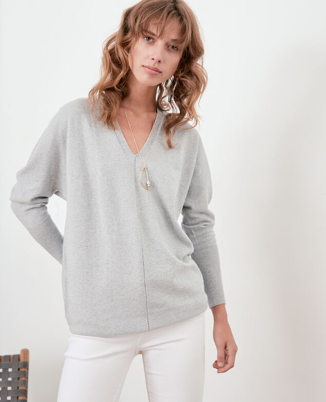 Oversize-Pullover aus Baumwolle und Kaschmir Light grey