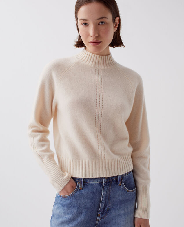 Pullover mit hohem Kragen aus Kaschmir I300 pearled ivory
