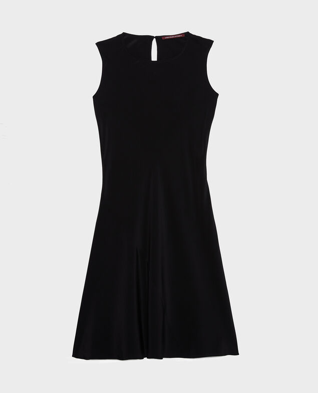 Schräg geschnittenes, ärmelloses Seidenkleid Black beauty