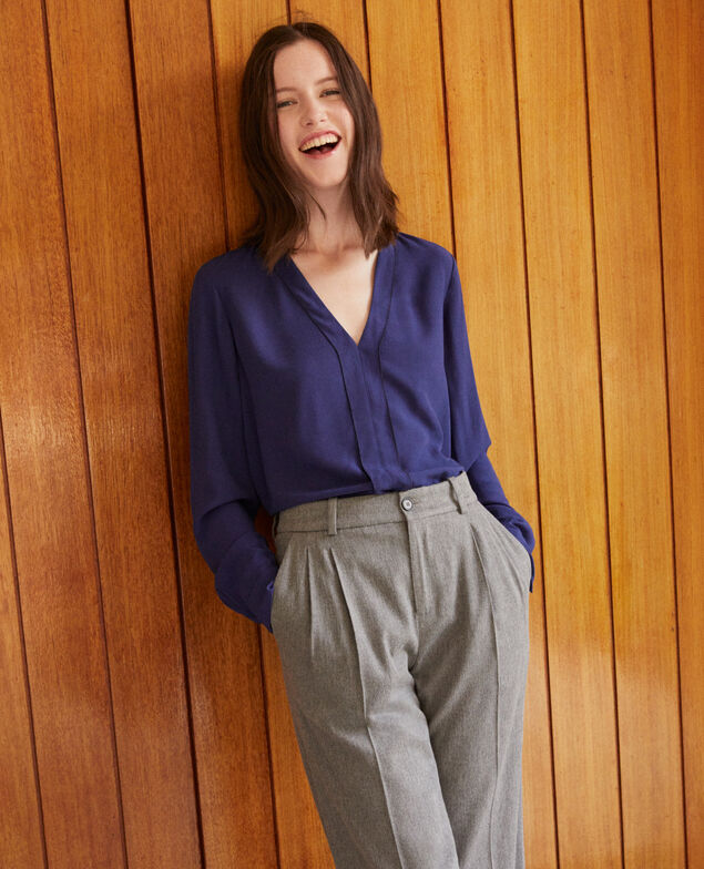 Bluse mit V-Ausschnitt Medieval blue