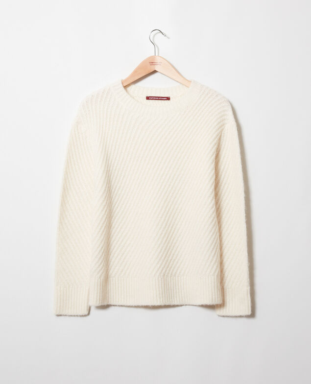 Rippstrick-Pullover Off white