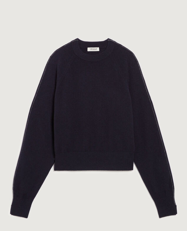 Pullover mit Rundhalsausschnitt aus Kaschmir K691 navy st gray