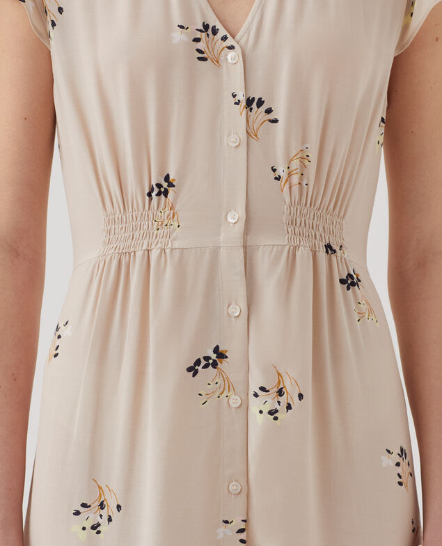 LUDIVINE - Langes fließendes Kleid J311 fl bouquet beige