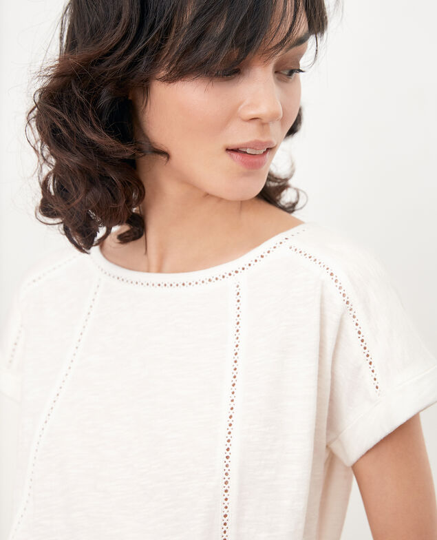T-Shirt mit Borten Blanc
