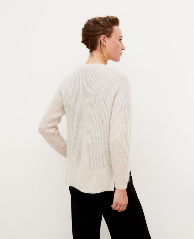 Cardigan mit Mohair Silver gray/off white/lurex
