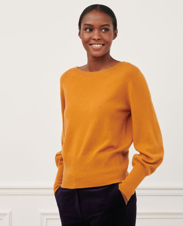Feiner Pullover aus Kaschmir mit U-Boot-Kragen Sudan brwn