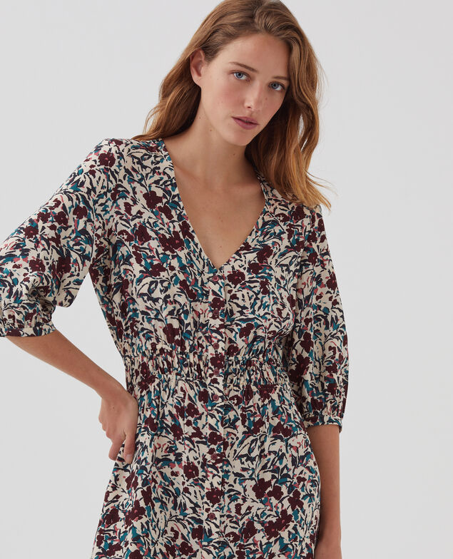 LUDIVINE - Langes fließendes Kleid J751 leaf burgundy
