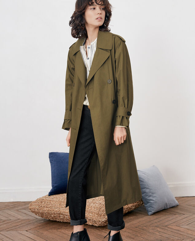 Loose fitTrenchcoat Dark kaki
