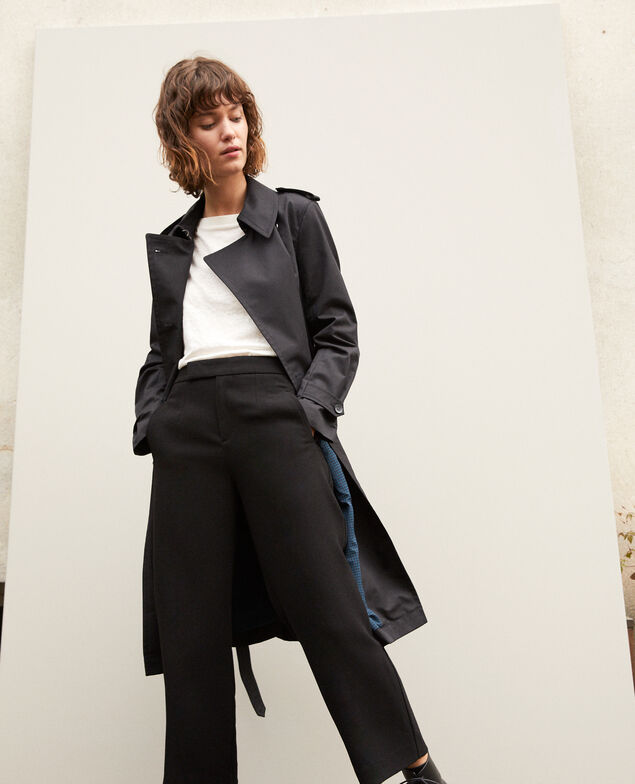Halblanger Trenchcoat Schwarz