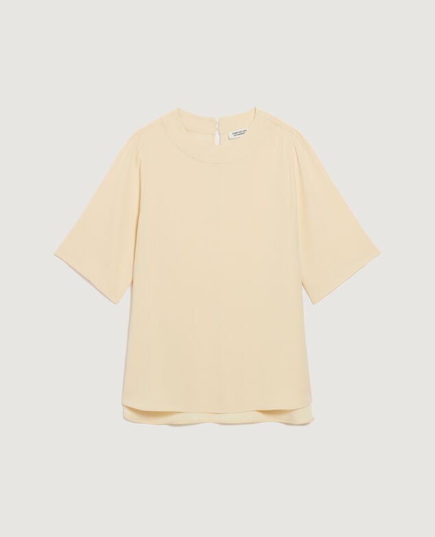 Top aus satiniertem Krepp K300 ecru beige